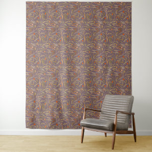 Vintage-style blue color botanical pattern tapest tapestry