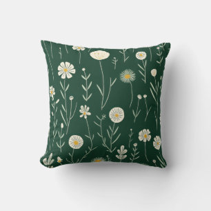Vintage-style blue color botanical pattern throw cushion