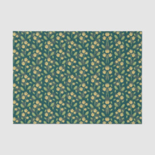 Vintage-style blue color botanical pattern tissue paper