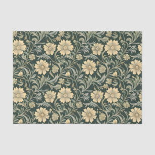 Vintage-style blue color botanical pattern tissue paper