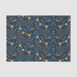 Vintage-style blue color botanical pattern tissue paper