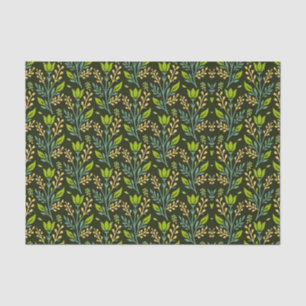Vintage-style blue color botanical pattern tissue paper