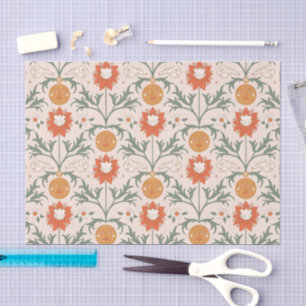 Vintage-style blue color botanical pattern  tissue paper