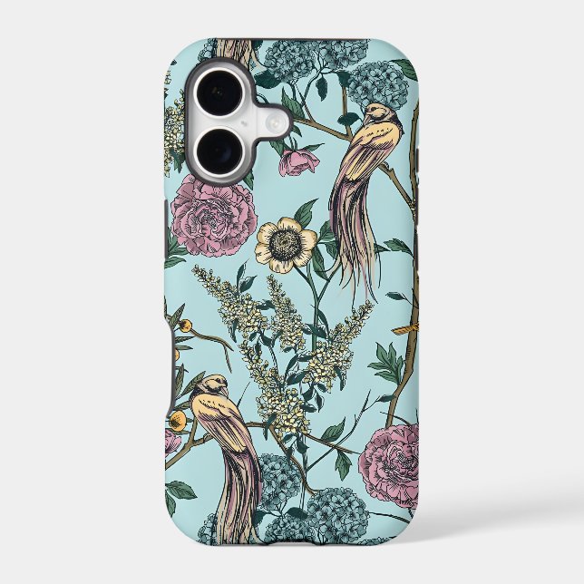 Vintage-style blue colour botanical pattern  (Back)