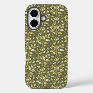 Vintage-style blue colour botanical pattern  Case- iPhone 16 Case