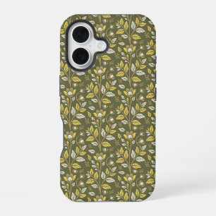 Vintage-style blue colour botanical pattern Case- iPhone 16 Case