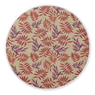 Vintage-style blue colour botanical pattern ceram ceramic knob