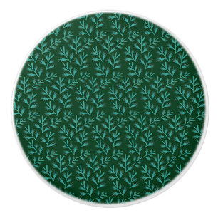 Vintage-style blue colour botanical pattern ceram ceramic knob