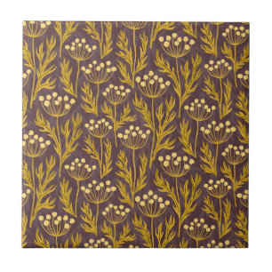 Vintage-style blue colour botanical pattern ceram tile