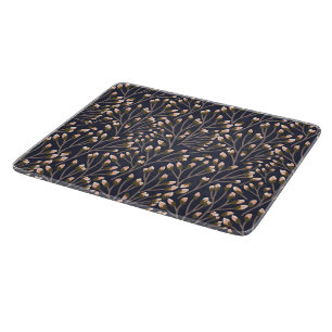 Vintage-style blue colour botanical pattern cutti cutting board
