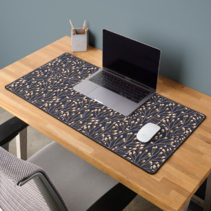 Vintage-style blue colour botanical pattern desk mat