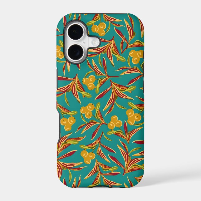 Vintage-style blue colour botanical pattern  iPhon (Back)
