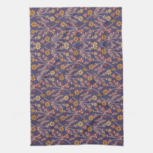Vintage-style blue colour botanical pattern kitch tea towel