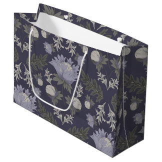 Vintage-style blue colour botanical pattern  large gift bag