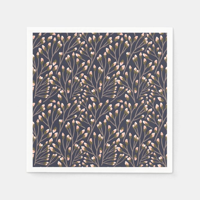 Vintage-style blue colour botanical pattern  napki napkin (Front)