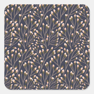 Vintage-style blue colour botanical pattern  squar square sticker
