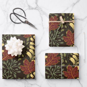 Vintage-style blue colour botanical pattern  wrapp wrapping paper sheet