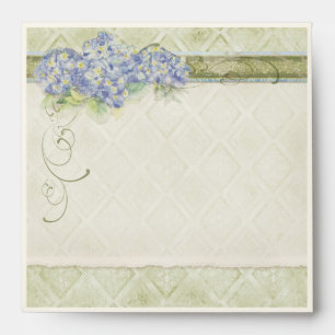 Vintage Style Blue Hydrangea Floral Swirl Damask Envelopes