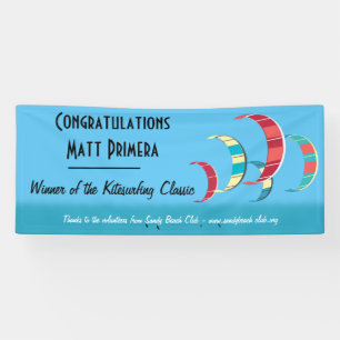 Vintage-style Blue Kite Surfing Banner