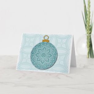 Vintage Style Blue Ornament Christmas Card