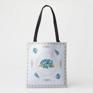 Vintage Style Blue Rose Tote Bag