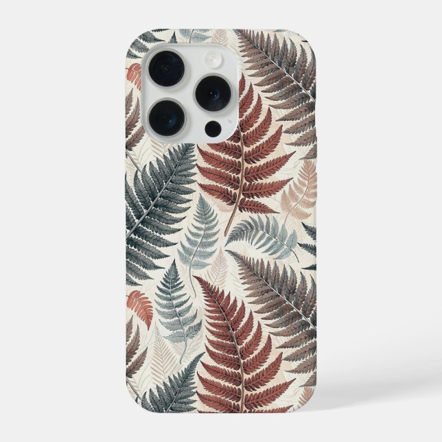 Vintage-style botanical fern leaves iPhone case (Back)