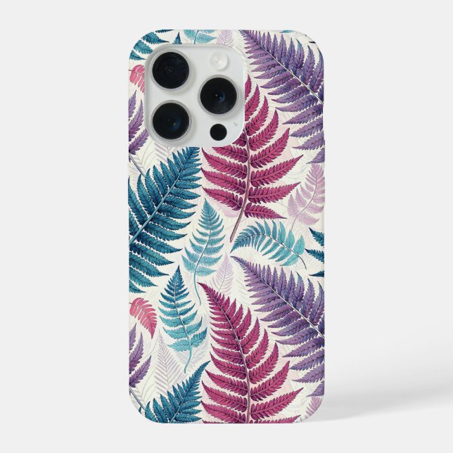 Vintage-style botanical fern leaves iPhone case (Back)