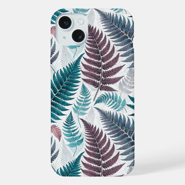 Vintage-style botanical fern leaves iPhone case (Back)