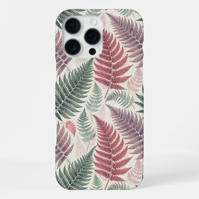 Vintage-style botanical fern leaves iPhone case (Back)