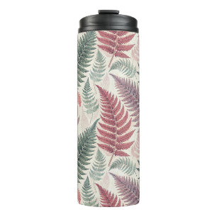 Vintage-style botanical fern leaves thermal tumbler