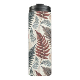 Vintage-style botanical fern leaves thermal tumbler