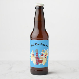 Vintage-style Bowling Beer Bottle Label