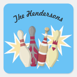 Vintage-style Bowling Square Sticker