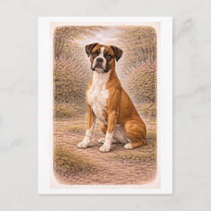 Vintage-Style Boxer Dog Postcard