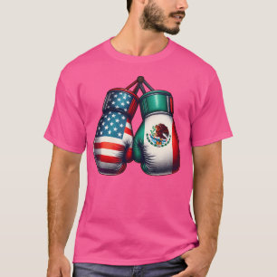 Vintage Style Boxing Gloves With Usa And Mexican F T-Shirt