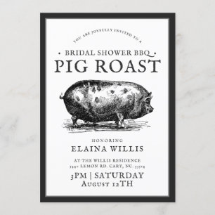 Vintage Style   Bridal BBQ Pig Roast Party Invitation