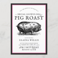 Vintage Style | Bridal BBQ Pig Roast Pink Border
