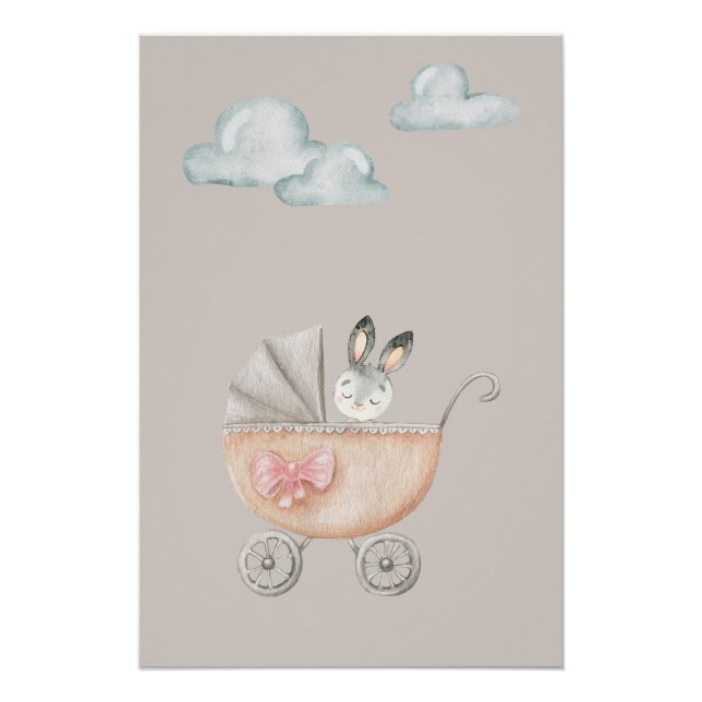 Vintage Style Bunny with Clouds Poster (Front)