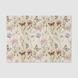 Vintage Style Butterflies and Flowers Decoupage Tissue Paper