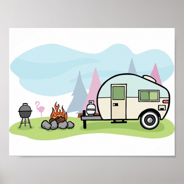Vintage Style Camper Poster (Front)