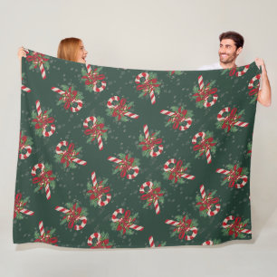 Vintage-Style Cane-Shaped Sugar-Stick Merry-Christ Fleece Blanket
