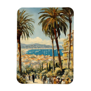 Vintage Style Cannes French Travel Watercolor Magnet