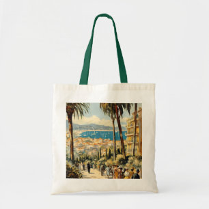 Vintage Style Cannes French Travel Watercolor Tote Bag