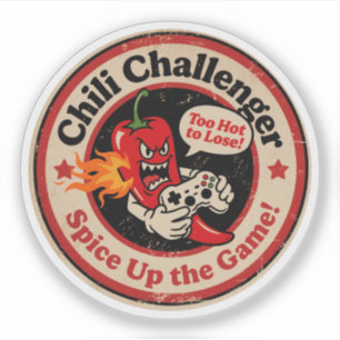 Vintage Style Cartoon Chilli with Controller Gamer