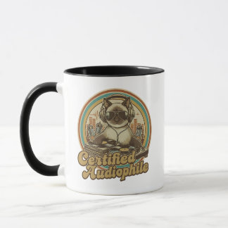 Vintage Style Cat Listening to Vinyl Records Mug