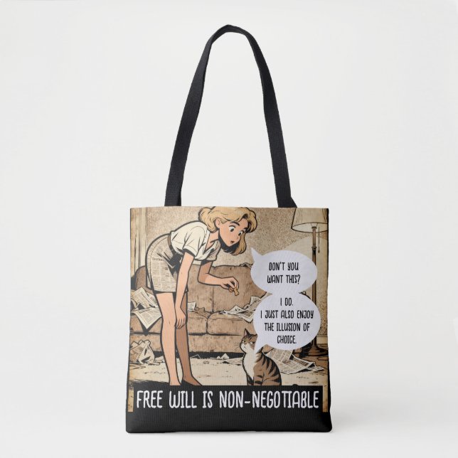 Vintage Style Cat Sarcastic Humor Tote Bag (Front)