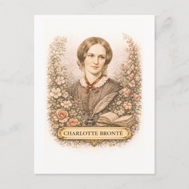 Vintage-Style Charlotte Bronte Writer Postcard (Front)