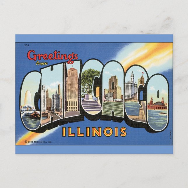 Vintage Style Chicago Illinois Postcard (Front)