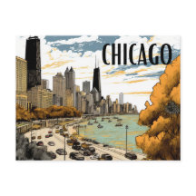Vintage Style Chicago Postcard