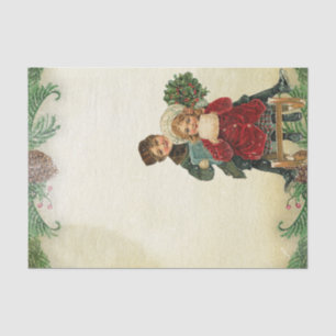 Vintage Style Christmas Children Ivy and Berries Tissue Paper